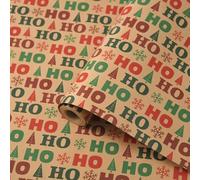 NYSDM - 2 papeles de regalo de Navidad, diseño de flores y hojas de ensueño, vintage, papel kraft para regalo, diseño de piña, árbol y reno