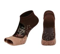 NYSDM - 2 pares de calcetines antideslizantes para mujer, para yoga, barre, pilates, fitness, gimnasio, deportes, antideslizantes, para bailar, marrón oscuro, Talla única