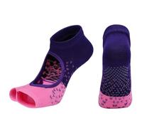 NYSDM - 2 pares de calcetines antideslizantes para mujer, para yoga, barre, pilates, fitness, gimnasio, deportes, antideslizantes, para bailar, Purple, Talla única