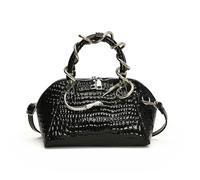 NYSDM - Bolsas de lujo para mujer, diseño de cocodrilo, asa superior, con herrajes de serpiente, bolsos cruzados de hombro salvaje, Black, 29x16x9cm