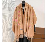 NYSDM Bufanda Bordada de Lujo Mujer, Pashmina Gruesa y cálida para el Cuello, Manta Larga con Flecos para Mujer, Chal Suave