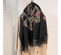 NYSDM Bufanda Bordada de Lujo Mujer, Pashmina Gruesa y cálida para el Cuello, Manta Larga con Flecos para Mujer, Chal Suave