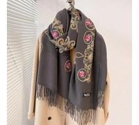 NYSDM Bufanda Bordada de Lujo Mujer, Pashmina Gruesa y cálida para el Cuello, Manta Larga con Flecos para Mujer, Chal Suave