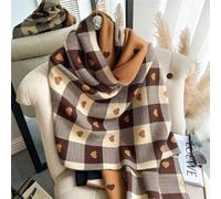 NYSDM Bufanda de Cuadros de Lujo de Invierno Mujer, Bufanda de Cachemira Tejida con patrón de corazón, Chal de Moda para Invierno, Bufandas Gruesas y cálidas con borlas