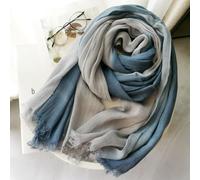 NYSDM Bufanda de Lino y algodón Unisex Estilo, Color Degradado, para otoño e Invierno, Larga, Suave, con borlas Cortas