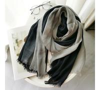 NYSDM Bufanda de Lino y algodón Unisex Estilo, Color Degradado, para otoño e Invierno, Larga, Suave, con borlas Cortas