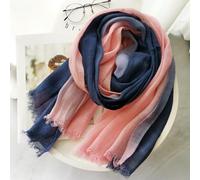 NYSDM Bufanda de Lino y algodón Unisex Estilo, Color Degradado, para otoño e Invierno, Larga, Suave, con borlas Cortas