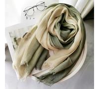 NYSDM Bufanda de Lino y algodón Unisex Estilo, Color Degradado, para otoño e Invierno, Larga, Suave, con borlas Cortas