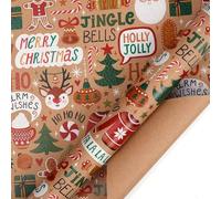 NYSDM - Caja de regalo de papel de regalo, papel kraft marrón, impresión UV, respetuoso con el medio ambiente, juego de envoltura de Navidad
