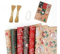 NYSDM - Caja de regalo de papel de regalo, papel kraft marrón, impresión UV, respetuoso con el medio ambiente, juego de envoltura de Navidad