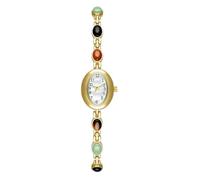NYSDM - Reloj de cuarzo para mujer, marca de lujo, retro, natural, piedra jade, impermeable, cadena avanzada, regalo, Colorido dorado y blanco
