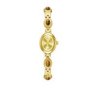 NYSDM - Relojes ovalados dorados para mujer, de lujo, casual, cuarzo, esfera pequeña, relojes dorados con diamantes de imitación para mujer, Oro dorado