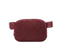 NYSDM - Riñonera de forro polar para invierno, para deportes al aire libre, correr, con cremallera, para teléfono móvil, tela Oxford, burdeos, sin talla