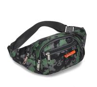 NYSDM - Riñonera para hombre, diseño de camuflaje, informal, grande, de lona, para viajes, para teléfono y cadera, Green