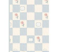 Nysha Books™ Cozy Bear Checkered Notebook - Cute Pastel Grid Journal: Soft Aesthetic Teddy & Tulip Design | 8.5 x 11 Ruled Notebook for School, Journaling & Daily Writing