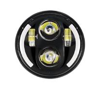 NYSQOFMB Faros Auxiliares Moto Faro Delantero Motocicleta 5,75 Pulgadas Para Sportster 883 XL883 Para FXCW Con Halo Luz Alta/baja Luz Diurna Y Señal Giro(Black A)