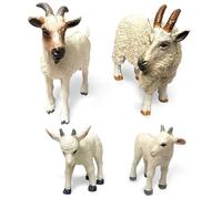 Nyutcwe 4 Piezas/Set Figuras de Animales Estatua de Cabra Blanca plástica, Juguete de Cabra ecológico Realista para niños aprendiendo Juguetes educativos, Regalo de cumpleaños, Topper de Pastel