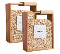 Nyutcwe Almacenamiento de contenedores de Cereales de 2 Piezas, dispensador de arroz de bambú de 9.1x6.8x3.2 Pulgadas