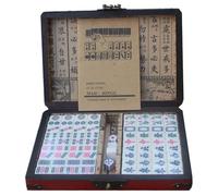 Nyutcwe Azulejos de Mahjong se Establece el Antiguo Juego de Juegos de Mahjong Chino con Caja de Almacenamiento, Instrucciones, títulos y mosaicos de Repuesto, 0.9x0.6x0.5in para Cada Teja