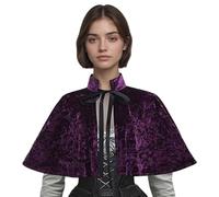 Nyutcwe Cape púrpura para mujeres lolita lolita capa de chal medieval con correa de corbata corta capucha medieval capa púrpura para fiesta de cosplay de halloween pagano