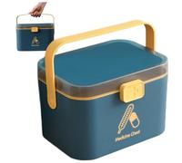 Nyutcwe Medicine Box, Caja de Almacenamiento de medicamentos de Doble Capa de 11x8x8 Pulgadas, Bloqueo de medicamentos de PP con Tapa y Mango, Organizador para hogar, Oficina, Hotel