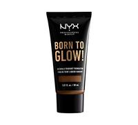 NYX Professional Makeup Base de Maquillaje Born to Glow Radiant Foundation, Acabado Radiante, Cobertura Media Modulable, Fórmula Vegana, Tono: Cocoa