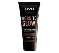 NYX Professional Makeup Base de Maquillaje Born to Glow Radiant Foundation, Acabado Radiante, Cobertura Media Modulable, Fórmula Vegana, Tono Deep Walnut
