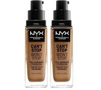 NYX Professional Makeup Base de maquillaje Can't Stop Won't Stop Full Coverage Foundation, Larga duración, Waterproof, Fórmula vegana, Acabado mate, Tono: Golden (Paquete de 2)