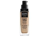 NYX Professional Makeup Base de maquillaje Can't Stop Won't Stop Full Coverage Foundation, Larga duración, Waterproof, Fórmula vegana, Acabado mate, Tono: Soft Beige