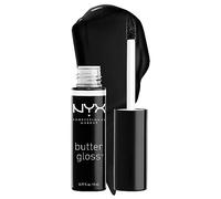 NYX PROFESSIONAL MAKEUP Brillo de mantequilla, brillo de labios no pegajoso, color regaliz (negro)