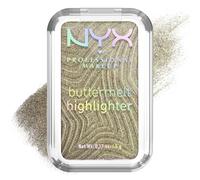 NYX Professional Makeup Buttermelt Highlighter, Iluminador en Polvo, Fórmula Resistente a Transferencias con Manteca de Mango, Karité y Almendra para un Glow Radiante, 12 Horas, Butta in black