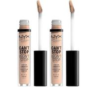NYX Professional Makeup Corrector no Comedogênico, Waterproof y de Larga Duración Can't Stop Won't Stop 24H Tono 2 Alabaster para Pieles Claras, Pack de 1 (Paquete de 2)