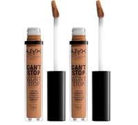 Nyx Professional Makeup Corrector No Comedogénico, Waterproof y de Larga Duración Can'T Stop Won'T Stop 24H Tono 12.7 Neutral Tan para Pieles Oscuras (Paquete de 2)