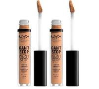 NYX PROFESSIONAL MAKEUP, Corrector no comedogénico, Waterproof Y De Larga Duración Can'T Stop Won'T Stop 24 H, Tono 7,5 Soft Beige Medio Claro Subtono Frío, 3,5 ml (Paquete de 2)
