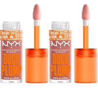 NYX Professional Makeup Duck Plump, Brillo de Labios, Efecto Volumen Instantáneo, Con Jengibre Picante, Fórmula Vegana, Tono: Banging Bare (Paquete de 2)