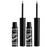 NYX Professional Makeup Eyeliner Líquido Epic Wear Semi-Permanente, Larga Duración, A Prueba de Agua, Delineador de Ojos, Rostro y Cuerpo, Acabado Mate, Color: Rojo (Paquete de 2)