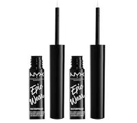 NYX Professional Makeup Eyeliner Líquido Epic Wear Semi-Permanente, Larga Duración, A Prueba de Agua, Perfecto para Ojos, Rostro y Cuerpo, Acabado Mate, Color: White (Paquete de 2)