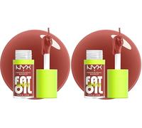NYX Professional Makeup, Fat Oil Lip Drip, Aceite Labia, Hidratación 12H, con Aceite de Escualano, Frambuesa y Zarzamora, Tono: Splash of Cream (Paquete de 2)
