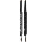 NYX Professional Makeup Lápiz de cejas Precision Brow Pencil, Dos lados: lápiz de cejas y cepillo espiral, Fórmula vegana, Tono: Ash Brown (Paquete de 2)