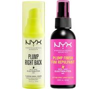 NYX Professional Makeup Pack Plump Right Back Primer & Serum,30ml + NYX Professional Makeup Pump Right Back Setting Spray,Acabado voluminoso, 60ml (Con electrolitos, Fórmula vegana)