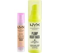 NYX Professional Makeup Pack Plump Right Back Primer & Serum, Con electrolitos, Fórmula vegana, 30ml + NYX Professional Makeup Bare With Me Serum Corrector, Natural, Cobertura Media, Vainilla, 9,6ml
