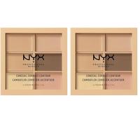 NYX Professional Makeup Paleta de correctores y contouring Conceal, Correct, Contour Palette, 6 sombras, Textura cremosa, Tono: Light (Paquete de 2)