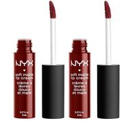 NYX Professional Makeup Pintalabios Soft Matte Lip Cream, Acabado cremoso mate, Color ultrapigmentado, Larga duración, Fórmula vegana, Tono: Madrid (Paquete de 2)