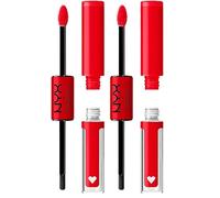 NYX Professional Makeup Shine Loud, Pintalabios permanente con Brillo, Larga duración 16H, 17 Rebel In Red (Paquete de 2)