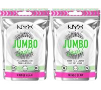 NYX ProNYX Professional Makeup Jumbo Lashes Fringe Glam, Pestañas postizas, Hasta 12H duración, Bandas invisibles, Reutilizables hasta x15, Pestañas veganas (Paquete de 2)