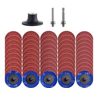 NYXCL Juego de 50 discos de cambio rápido de bloqueo de rollo, discos de lijado A/O de 2 pulgadas con soporte de 1/4 pulgadas, para amoladora de troquel, tira de preparación de superficie, molienda,