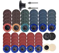 NYXCL Juego de discos de arena de cambio rápido de 2 pulgadas, 2 soportes de 1/4 pulgadas, para eliminar la pintura de la superficie de la superficie