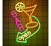 NYXEN Bar Open - Señal de neón LED (28,4 x 37 cm, intensidad regulable), para bar, cocina, comedor, decoración de pared e idea de regalo