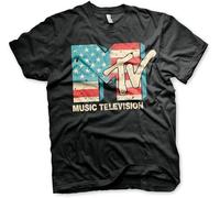 NYXMLYTIO MTV T-Shirt à Manches Courtes en Coton pour Homme Motif Drapeau américain