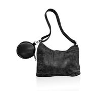 NyxSeat 1 bolso de mano, bolso de lentejuelas negro, bolso de noche, bolso de mujer, bolso de hombro ajustable, monedero pequeño, bolso de diamantes de imitación, bolsa de purpurina, Negro
